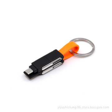 CE ROHS Certified Portable 4 in 1 Magnetic Keychain USB Charging Cable for Mobile Phones